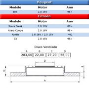 Disco de Freio Dianteiro Ventilado Peugeot 306 2.0 16v/Citroen Xantia 2.0 16v