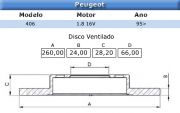 Disco de freio dianteiro Ventilado Peugeot 406 1.8 16v